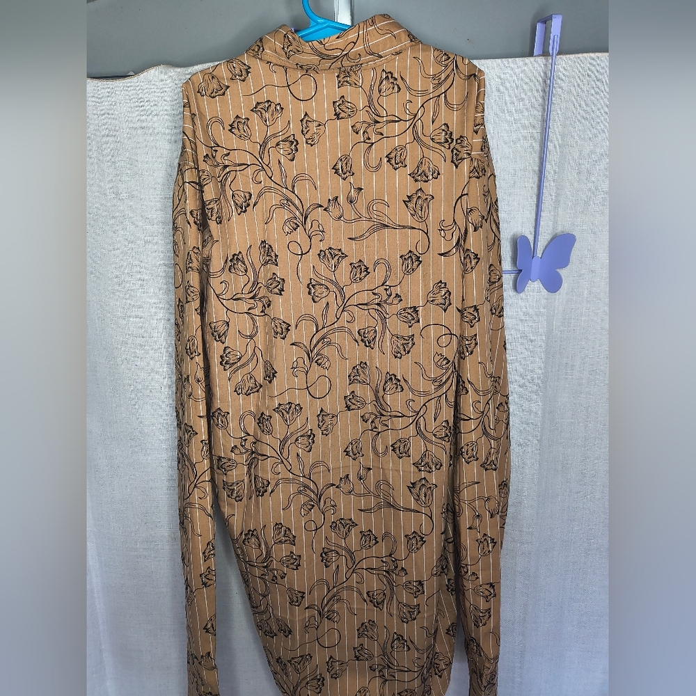 Giorgio Armani Tan and Black Floral Men's Shirt - Picture 6 of 6